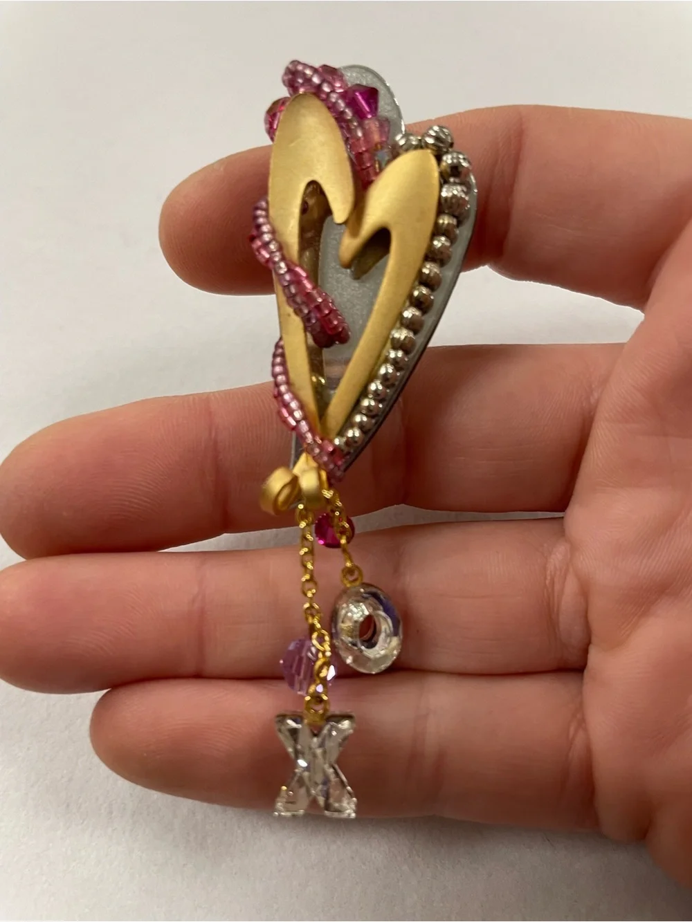 Liztech With Love XOXO Heart Hand-Crafted Brooch
